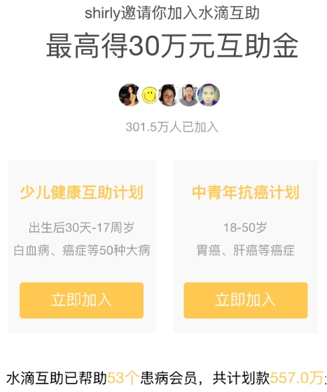 水滴互助用户数破300万 共计划款557万 水滴互助用户数破300万 共计划款557万
