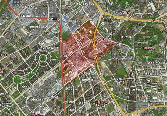 世纪城东侧约444亩城改用地大致范围