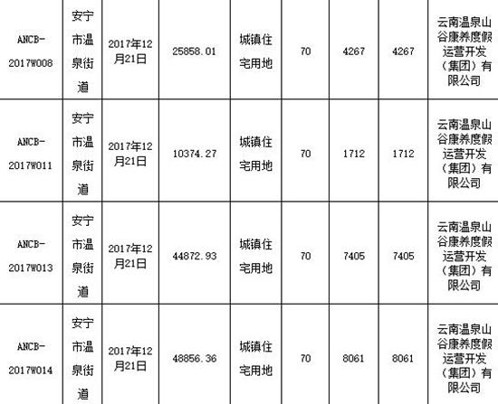 云南温泉山谷康养度假集团4.8亿竞得安宁440亩住宅用地