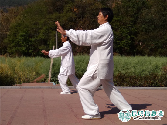 老年表演者的一招一式都很见功力。记者江枫 摄 老年表演者的一招一式都很见功力。记者江枫 摄