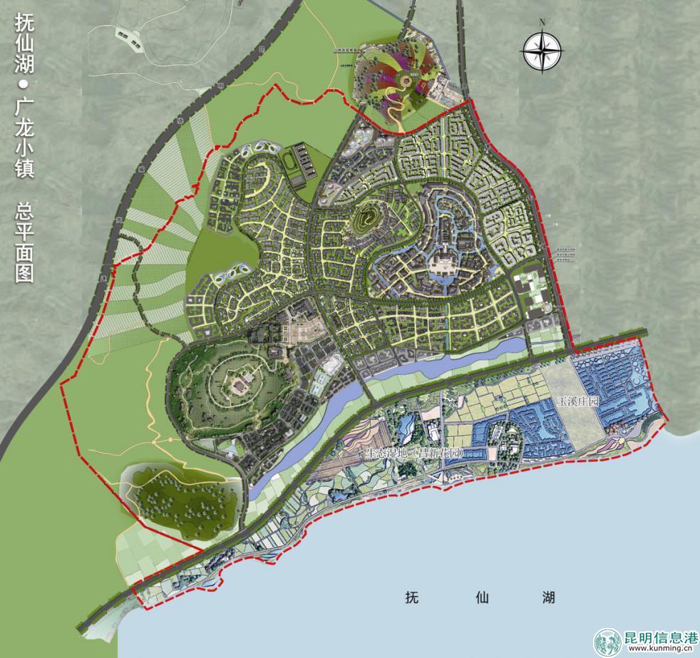 抚仙湖广龙小镇规划示意图在整个抚仙湖北湾区,万科领衔开发的中国