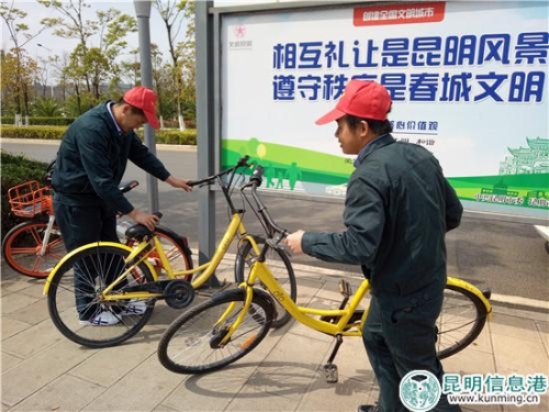 志愿者整理共享单车 志愿者整理共享单车