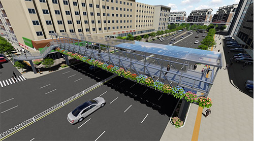 五华区龙泉路金太阳电脑城人行天桥景观效果图