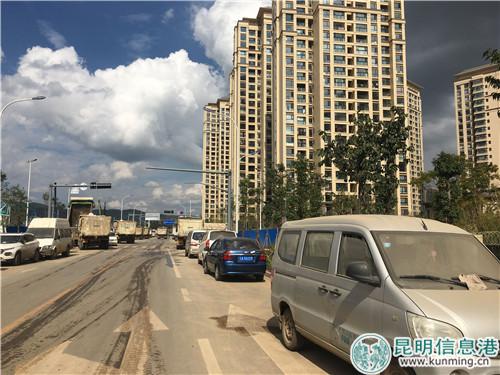 停在康明路上的私家车蒙上了灰尘