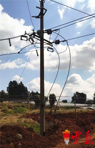 运土车挂断高压线 昆明呈贡供电局紧急抢修恢复供电