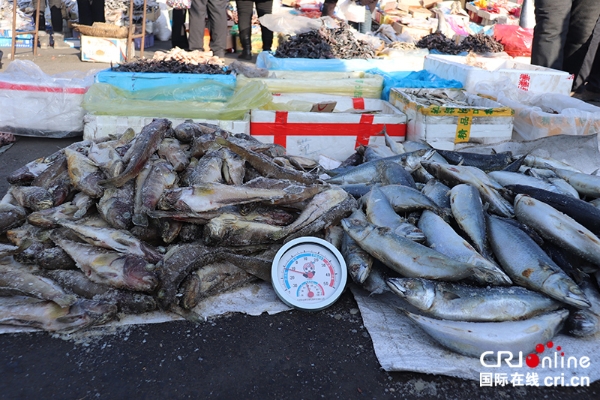 市场上销售各种冻鱼