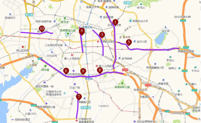 昆明晚高峰拥堵top10