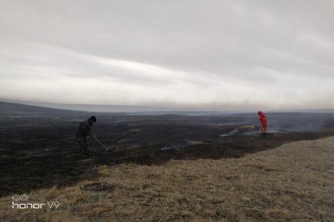 陈巴尔虎旗5.03草原火明火已扑灭 前线扑救人员正分段看守火场