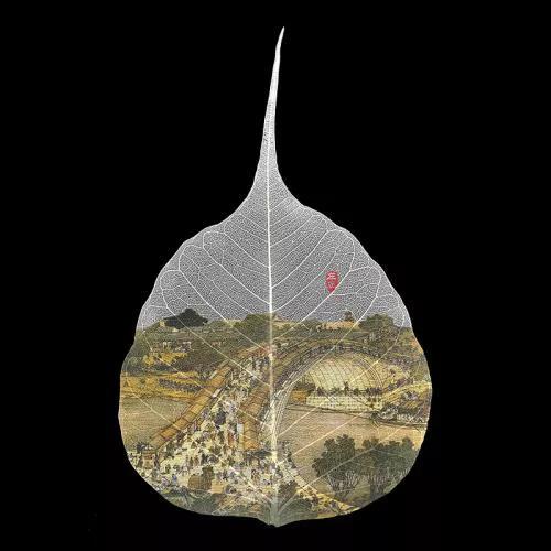 菩提叶画《清明上河图》