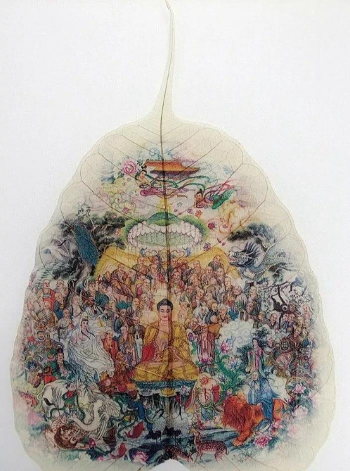 菩提叶画《佛祖源流图》