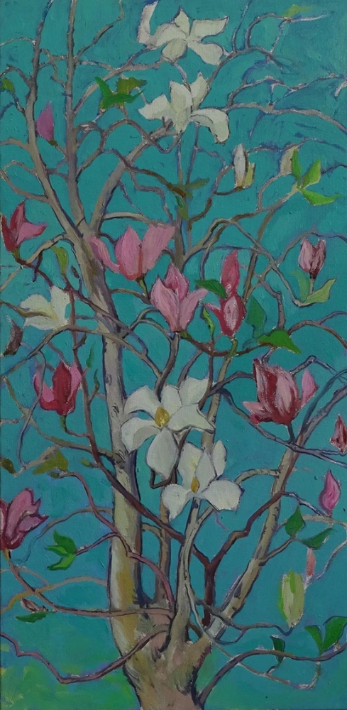 （林生鹏）《玉兰花》布面油画-40cm-x-80cm-2019年