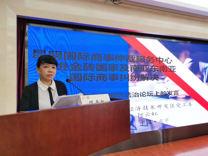 昆明经开区党工委副书记何云虹作主题发言 昆明经开区党工委副书记何云虹作主题发言