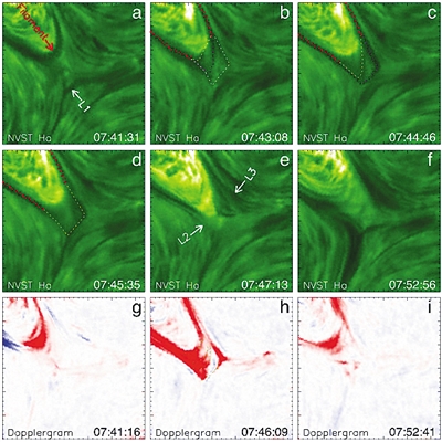 云南天文台清晰观测到 太阳上一个小暗条被切断并爆发