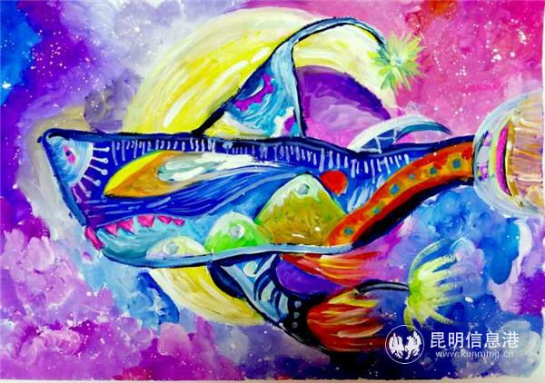 武小涵，10岁，《守护太空的飞鱼》，love画艺术工作室