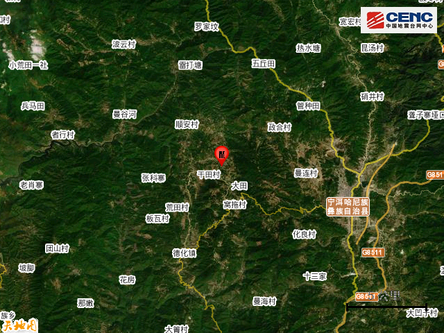 云南普洱市宁洱县发生2.8级地震