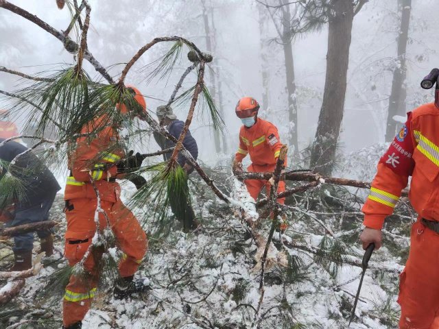 云南省森林消防总队全力做好低温暴雪天气救援