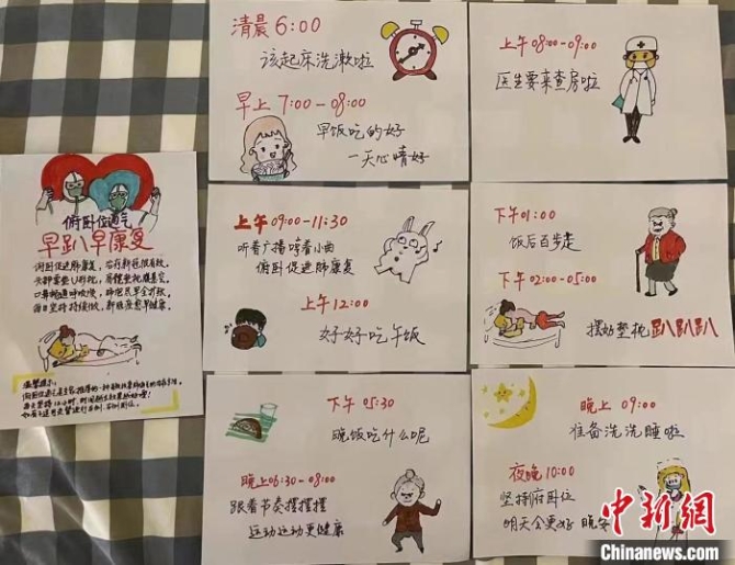 进驻上海市公惠医院的山西援沪医疗队护理团队,建立体位管理专业组,手绘卡通宣教画指导患者。 山西援沪医疗队供图 进驻上海市公惠医院的山西援沪医疗队护理团队,建立体位管理专业组,手绘卡通宣教画指导患者。 山西援沪医疗队供图