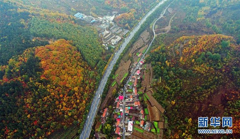 本溪市桓仁县的乡村风光(2017年10月10日无人机拍摄)。新华社记者杨青摄.jpg