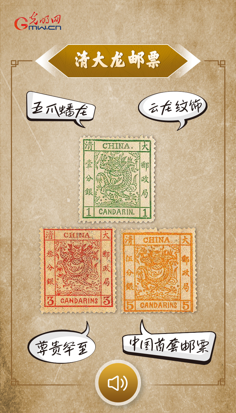 “文物会说话”有声海报｜推云拨雾，中国邮票从这条“龙”开始