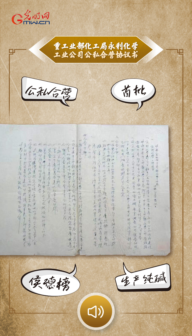 “文物会说话”有声海报｜这份协议见证百年化工企业公私合营的历史