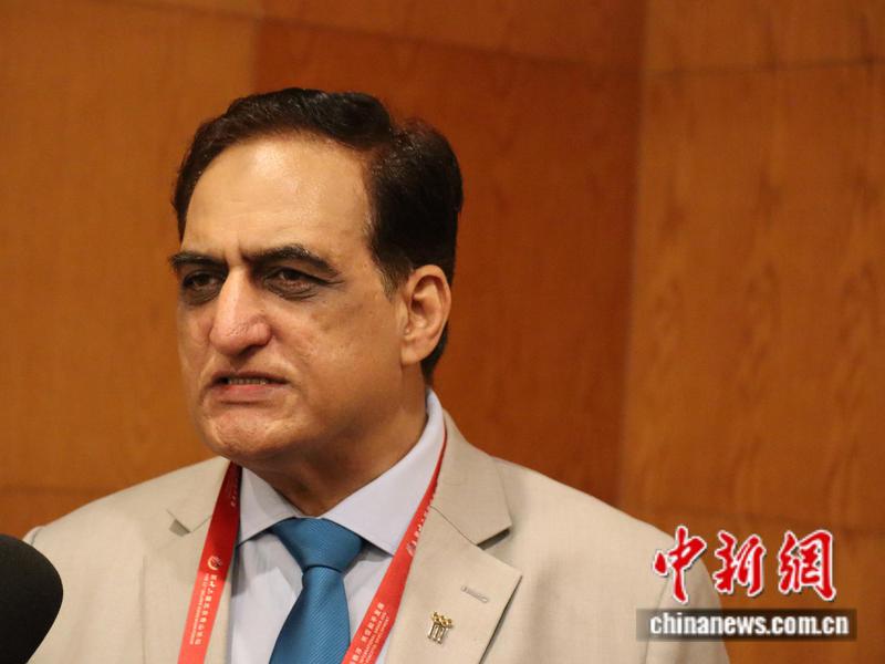 VADM. (Ret.) Ahmed Saeed, president of National Institute of Maritime Affairs of Pakistan. (Photo: China News Service/Chen Tianhao)