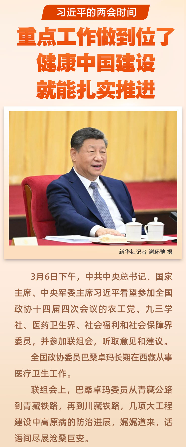 习近平的两会时间丨“重点工作做到位了，健康中国建设就能扎实推进”