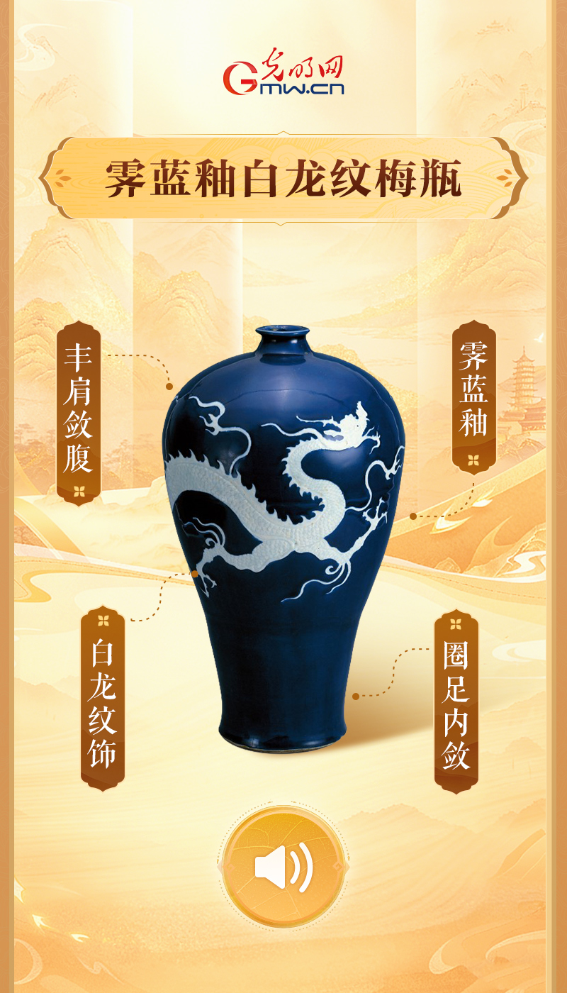 “文物会说话”有声海报|“china”何以“China”?瓷器亦是中国! 霁蓝釉白龙纹梅瓶