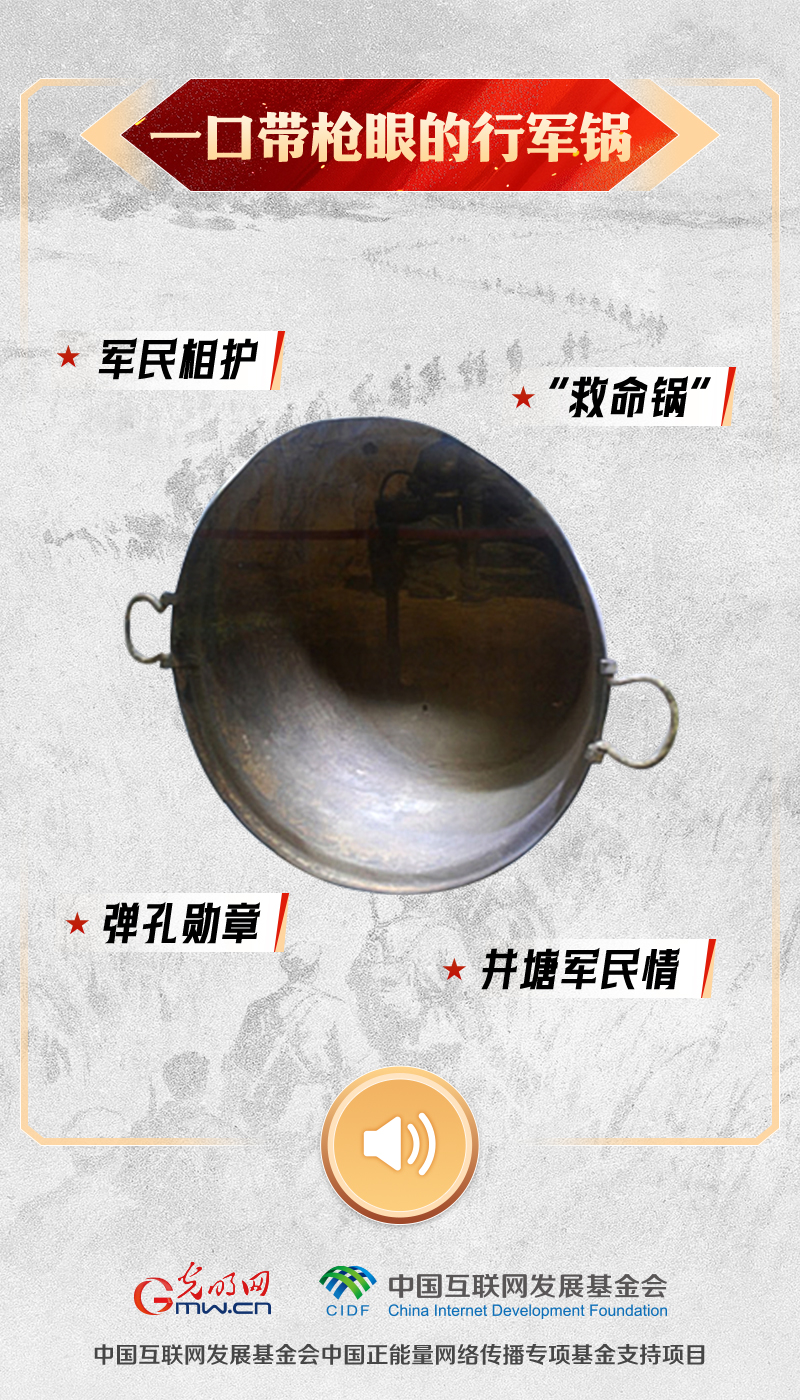 【红星照耀中国】有声海报|聆听长征九秩回响,让这些文物亲口对你说 一口带枪眼的行军锅