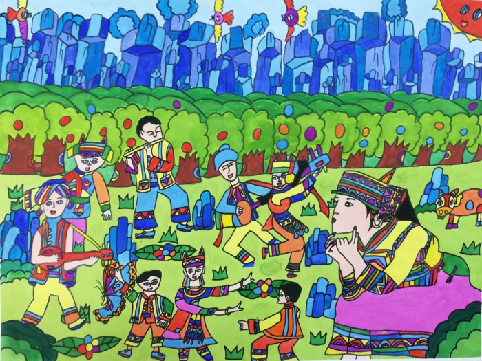 二 石林4、作品名称:《六月欢歌》 作者姓名:万政杉 学校:石林县紫玉小学 班级:四(1)班 指导教师:赵家福 二 石林4、作品名称:《六月欢歌》 作者姓名:万政杉 学校:石林县紫玉小学 班级:四(1)班 指导教师:赵家福