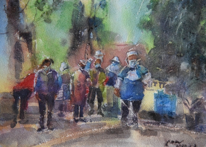 《防控疫情——消杀》-水彩-潘道伟(寻甸县文化馆) 《防控疫情——消杀》-水彩-潘道伟(寻甸县文化馆)