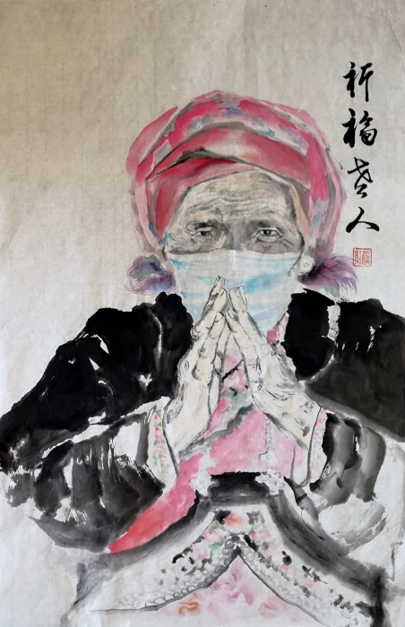 《祈福老人》-中国画-吕麟红(晋宁区文化馆) 《祈福老人》-中国画-吕麟红(晋宁区文化馆)