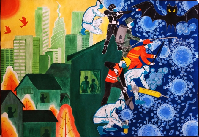 民间绘画《共同战“疫”》作者:杨彦宇(呈贡区文化馆) 民间绘画《共同战“疫”》作者:杨彦宇(呈贡区文化馆)