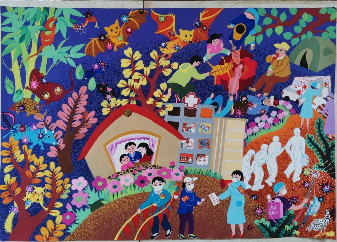 民间绘画《神秘的符号》作者:刘琼丽(呈贡区文化馆) 民间绘画《神秘的符号》作者:刘琼丽(呈贡区文化馆)