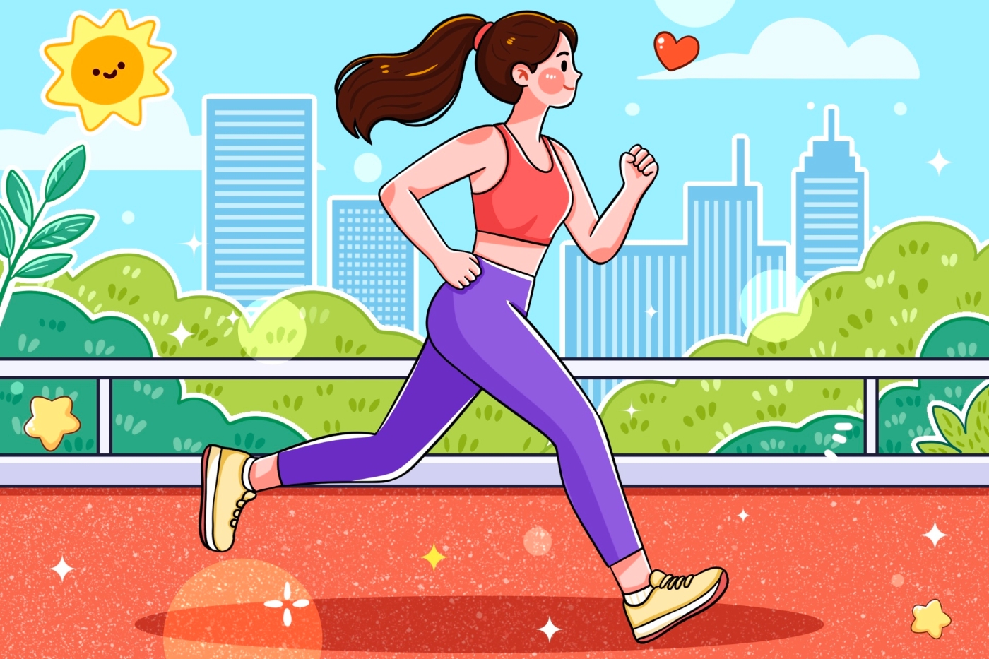摄图网_701433975_banner_城市公园跑道上跑步的年轻女性插画(企业商用) 摄图网_701433975_banner_城市公园跑道上跑步的年轻女性插画(企业商用)